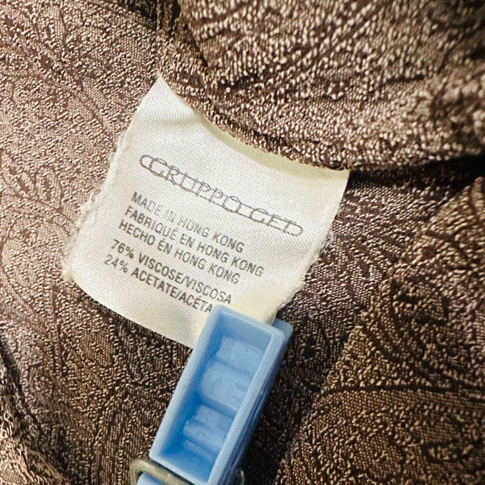 Vintage Joseph Abboud Paisley Taupe band collar long sleeve shirt size 4 - Picture 10 of 10